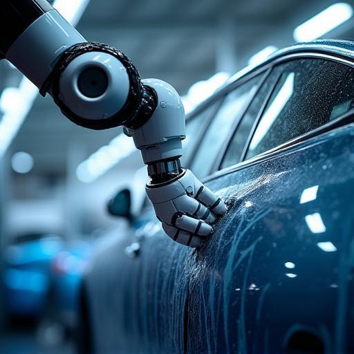 Roboterarm reinigt Fahrzeug